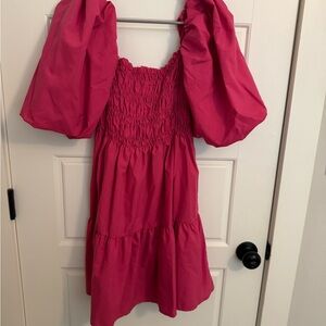 Vine & Love Pink Puff Sleeve Dress